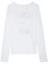 Zadig & Voltaire Womens Branded Notch-neckline Cotton-jersey T-shirt White In White