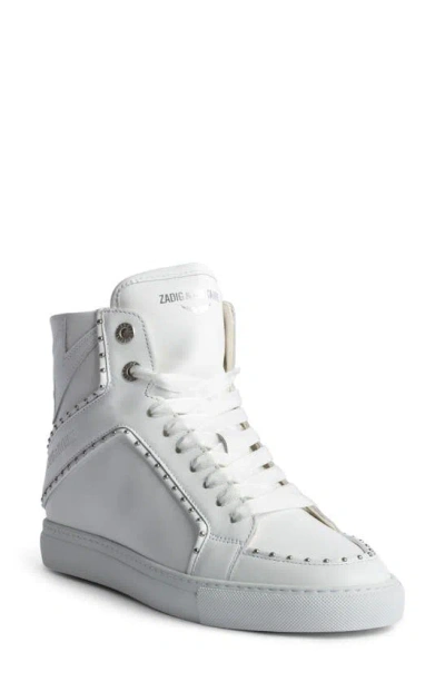 Zadig & Voltaire High Flash Smooth Platform Sneaker In Blanc