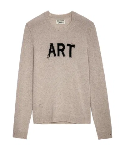 Zadig & Voltaire Intarsia-knit Ripped Jumper In Brown