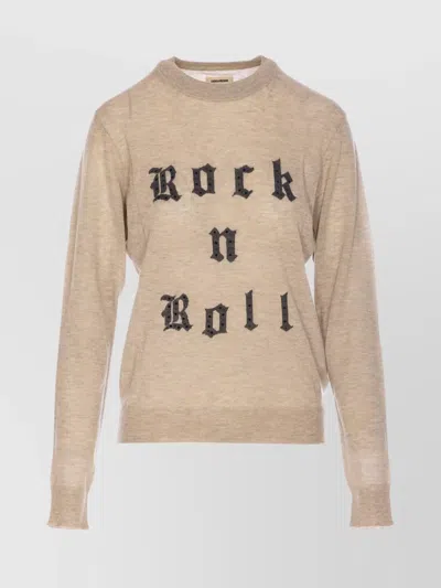 Zadig & Voltaire Ivy Geology Crewneck Knitwear With Embroidered Text In Neutral