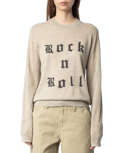 ZADIG & VOLTAIRE IVY ROCK N ROLL GRAPHIC CASHMERE SWEATER