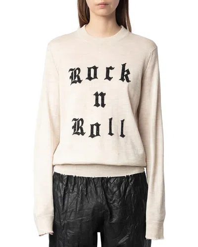 ZADIG & VOLTAIRE IVY ROCK N ROLL GRAPHIC WOOL SWEATER