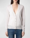ZADIG & VOLTAIRE JEMMY CRYSTAL ICON BUTTON-FRONT WOOL CARDIGAN