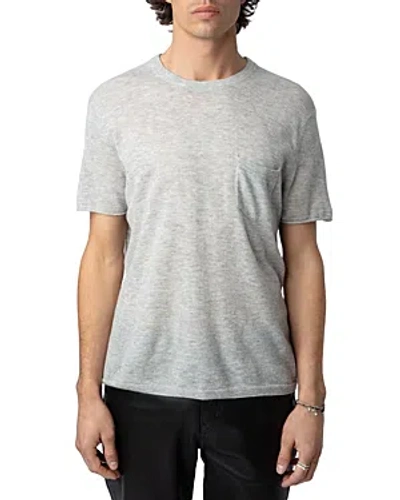 Zadig & Voltaire Jimmy Cashmere Pocket Tee In Gris Chine