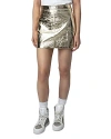 Zadig & Voltaire Jinette Metallic Leather Skirt In Shea