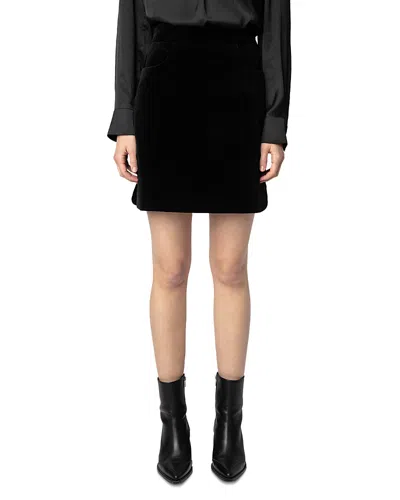 Zadig & Voltaire Jinette Velvet Mini Skirt In Noir
