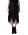 Zadig & Voltaire Joslin Silk Skirt In Noir