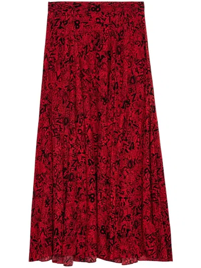 Zadig & Voltaire Joyo Soft Skirt In Crimson
