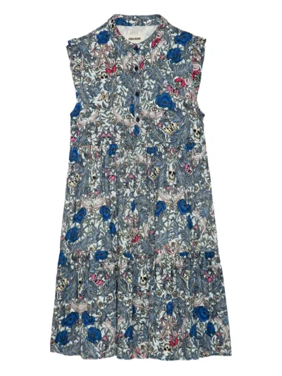 Zadig & Voltaire Kids' Karolina Floral-print Tiered Dress In Neutrals