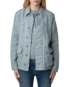 Zadig & Voltaire Kid Linen Skull Wings Jacket In Glacier