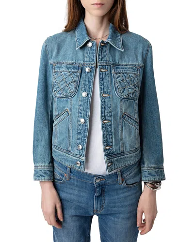 Zadig & Voltaire Kioka Denim Jacket In Light Blue