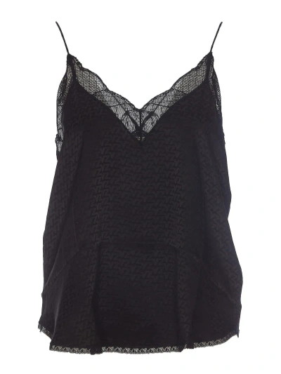 Zadig & Voltaire Lace Detailed Printed Top In Black