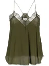 Zadig & Voltaire Lace-trim Silk Cami Top In Green