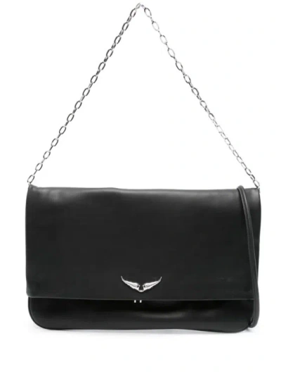 Zadig & Voltaire Large Rock Eternal Clutch Bag In Black