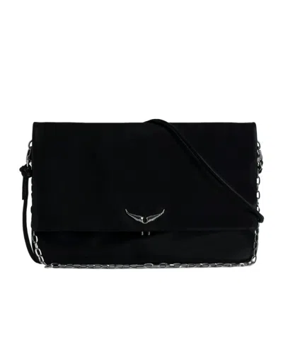 Zadig & Voltaire Large Rock Eternal Clutch Bag In Black