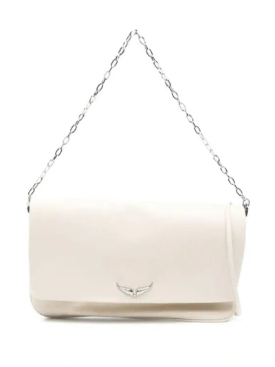Zadig & Voltaire Large Rock Eternal Clutch Bag In Beige