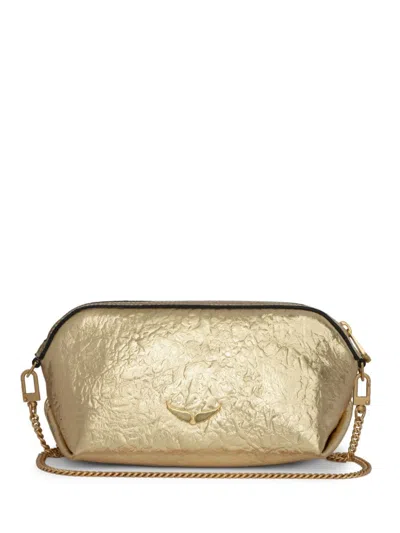 Zadig & Voltaire Le Cecilia Lovely Leather Clutch Bag In Gold