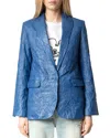 Zadig & Voltaire Leather Crinkle Jacket In Surf