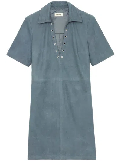 Zadig & Voltaire Leather Mini Dress In Blue