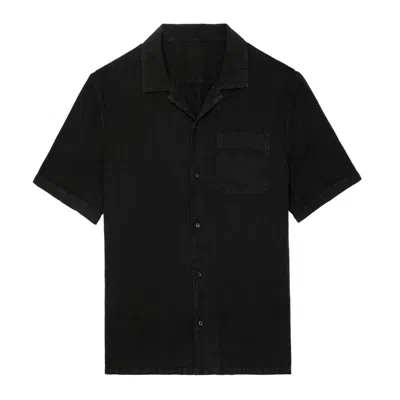 Zadig & Voltaire Sloan Camp-collar Linen Shirt In Noir