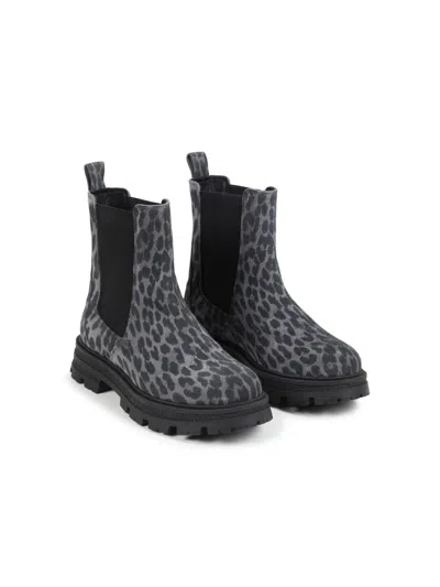 Zadig & Voltaire Kids' Leopard-print Chelsea Boots In Black
