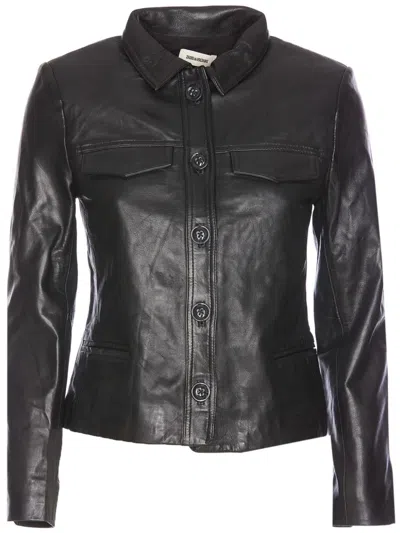 Zadig & Voltaire Liam Leather Jacket In Black