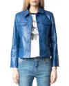 Zadig & Voltaire Womens Surf Liam Regular-fit Leather Jacket In Surf