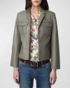 Zadig & Voltaire Liam Leather Shirt Jacket In Grey
