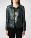 Zadig & Voltaire Liams Lambskin Leather Jacket In Peaks