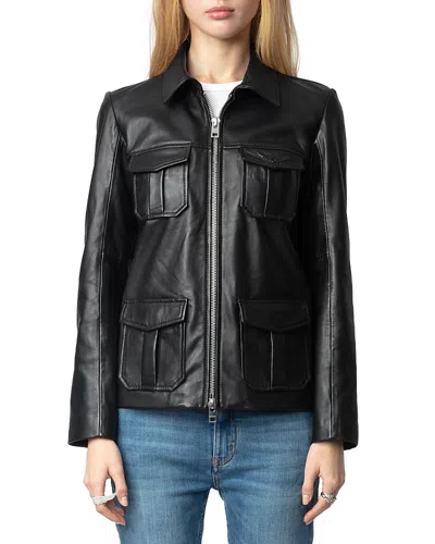 ZADIG & VOLTAIRE LIENNA EMBOSSED LEATHER JACKET