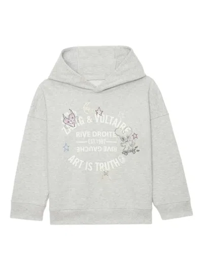 Zadig & Voltaire Kids' Lis Graphic-print Hoodie In Grey