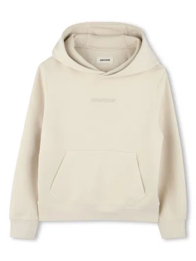 Zadig & Voltaire Kids' Logo-embroidered Hoodie In Neutrals