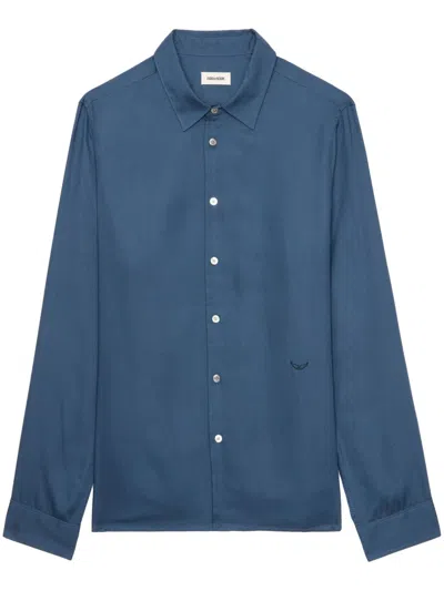 Zadig & Voltaire Logo-embroidered Shirt In Blue