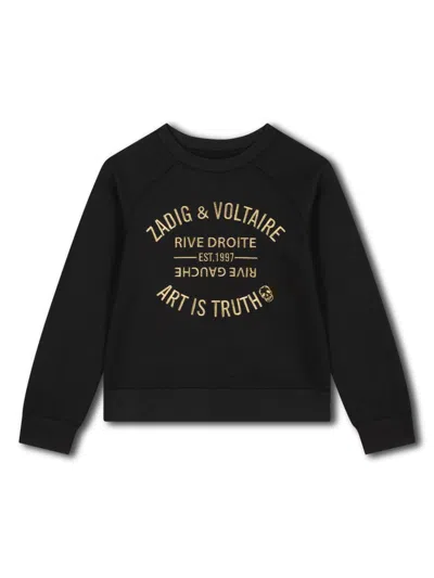 Zadig & Voltaire Kids' Logo-embroidery Sweatshirt In Black