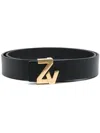 Zadig & Voltaire Logo-plaque Leather Belt In Black