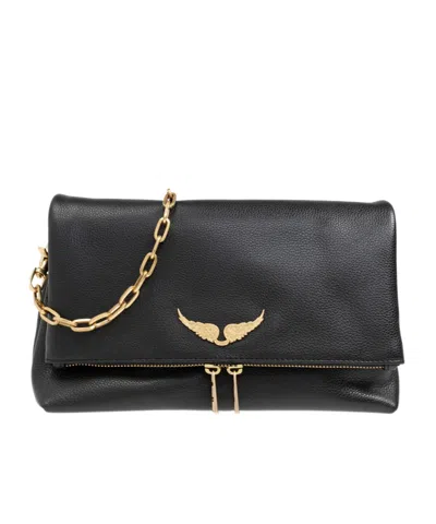Zadig & Voltaire Logo-plaque Leather Shoulder Bag In Black