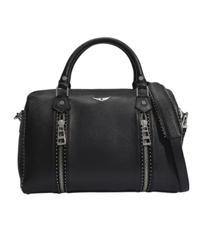 Zadig & Voltaire Zadig  Voltaire Logo Plaque Zipped Medium Tote Bag In Black