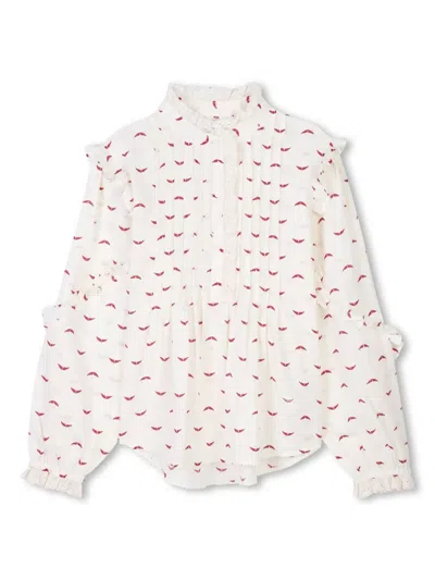 Zadig & Voltaire Kids' Bluse Mit Logo-print In Nude