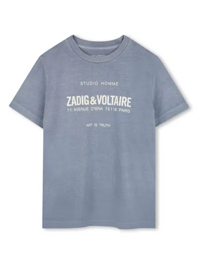 Zadig & Voltaire Kids' Logo-print T-shirt In Blue