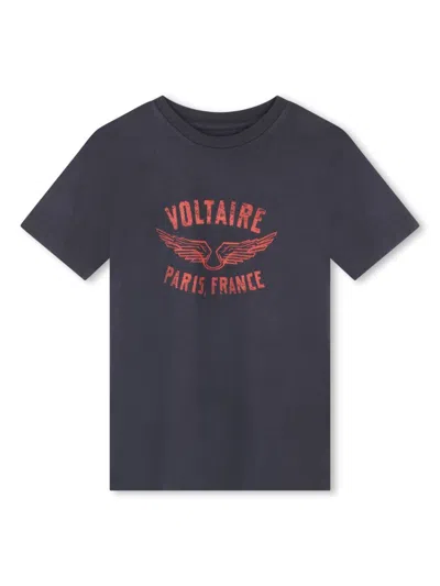 Zadig & Voltaire Kids' Logo-print T-shirt In Blue