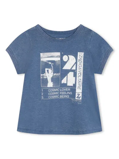 Zadig & Voltaire Kids' Logo-print T-shirt In Blue