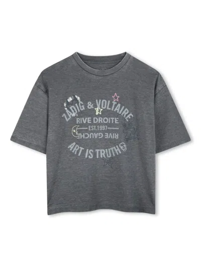 Zadig & Voltaire Kids' Logo-print T-shirt In Gray