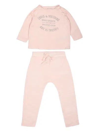 Zadig & Voltaire Babies' Logo-print Tracksuit Set In Pink