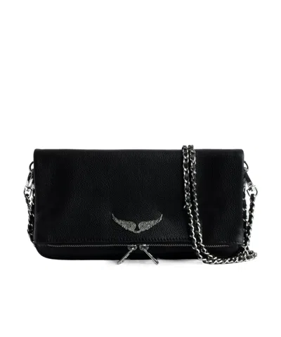 Zadig & Voltaire Logo Shoulder Bag In Black
