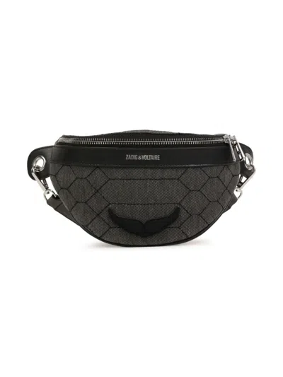 Zadig & Voltaire Kids' Logo-stamp Bum Bag In Black
