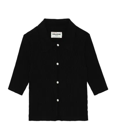Zadig & Voltaire Lyam Short-sleeve Ribbed Cardigan In Black
