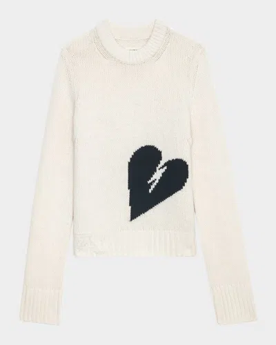 ZADIG & VOLTAIRE MALTY MERINO WOOL HEART SWEATER