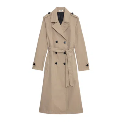 Zadig & Voltaire Mandy Trench Maxi Coat In Neutrals