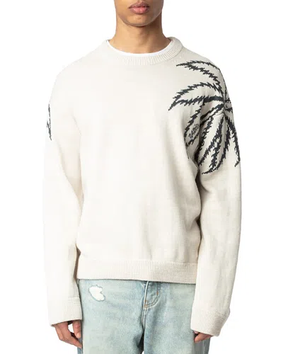 Zadig & Voltaire Marko Palm Tree Regular Fit Sweater In Steam