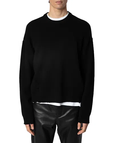 Zadig & Voltaire Marko Wool Crewneck Sweater In Noir